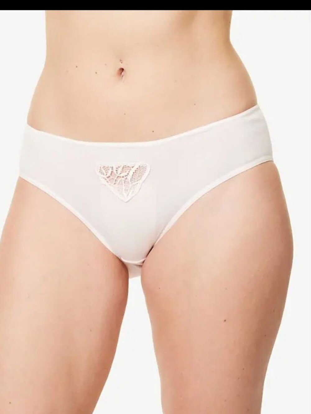 HANRO BELINA EMBROIDERED COTTON MIDI BRIEFS IN ROSEWATER /SZ:MEDIUM